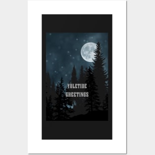 Yuletide Greetings - Yule Moon Posters and Art